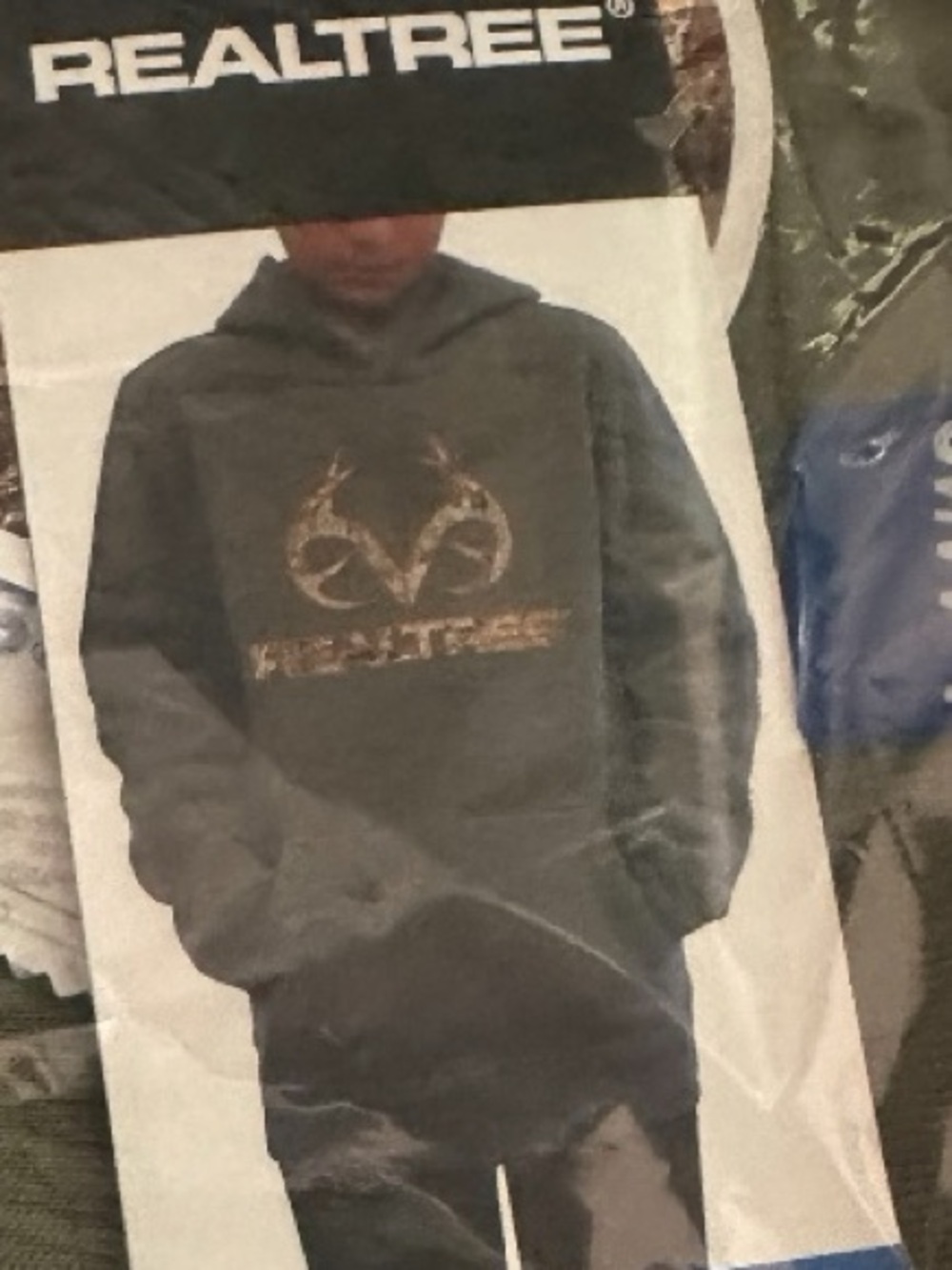 NIP Boys Size 14/16 REALTREE Hoodie Green With Orange Camo Logo